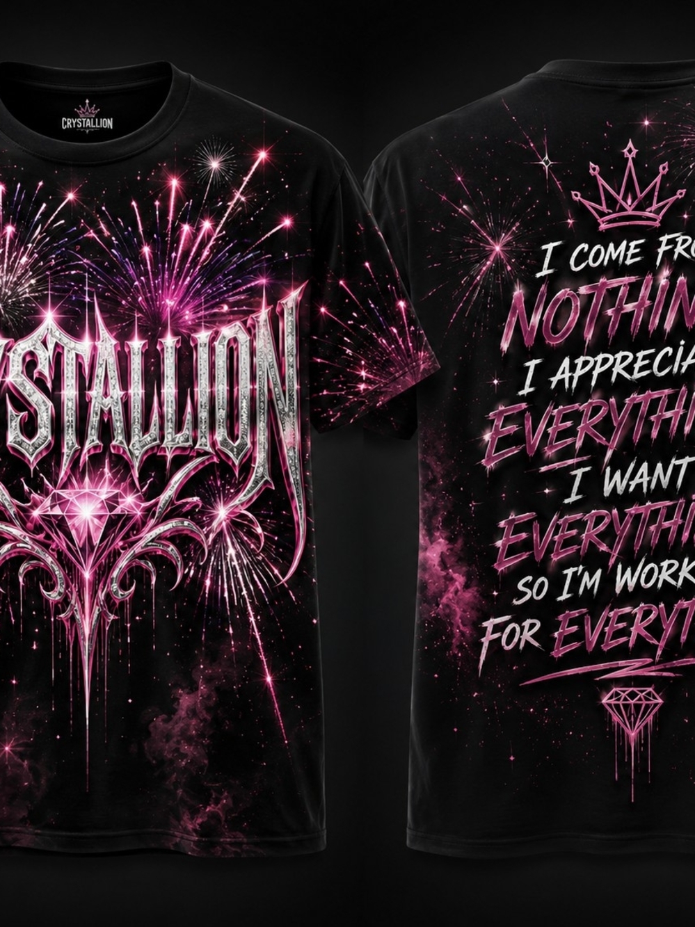 Women's Black & Pink Graphic Short Sleeve Tee